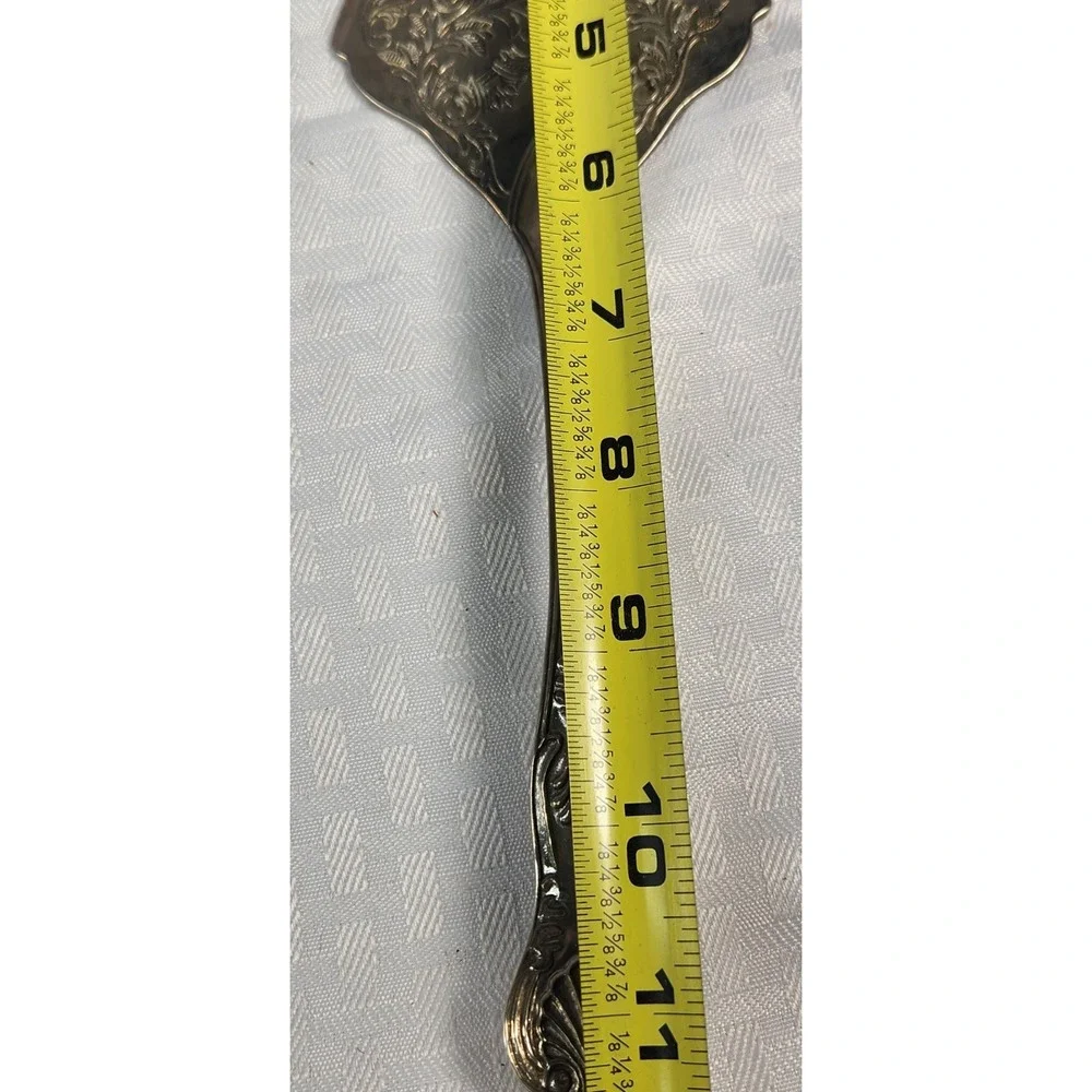 Vintage Silver Plate Cake Server Spatula Beautiful Carved Scroll Design Unmarked